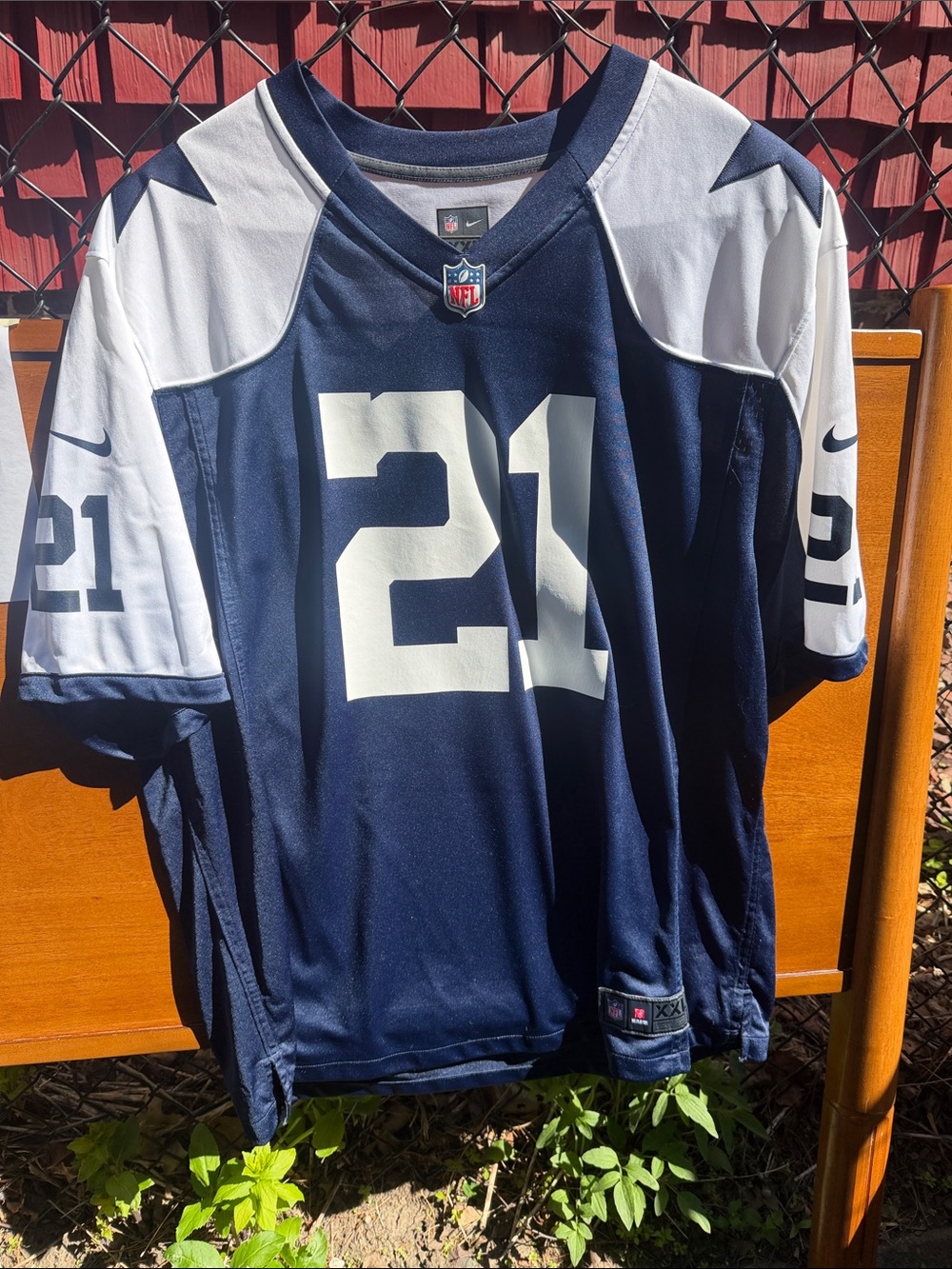 NFL Dallas Cowboys #21 Elliott Navy and White Game Jersey